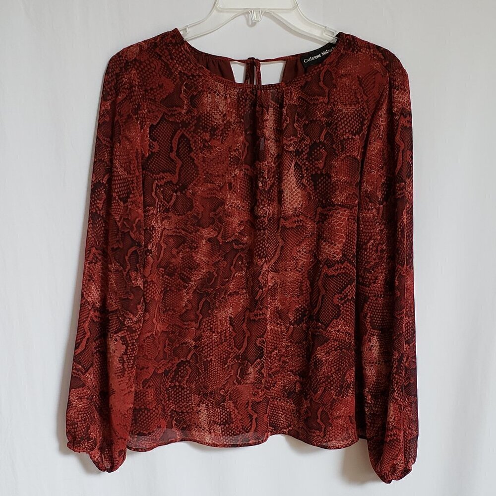 Catherine Malandrino - Lined Orange and Black Top.  Size Medium